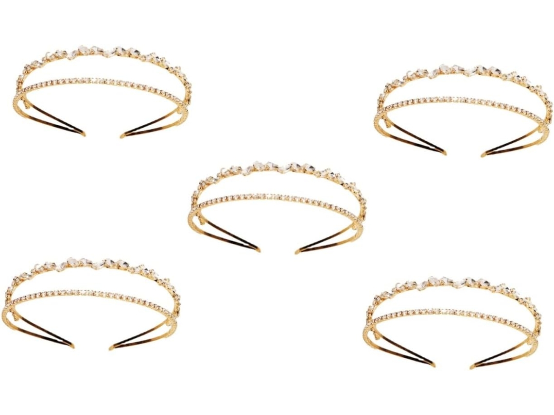 Diadema De 5 Piezas Con Diamantes De Imitación, Corona Deslumbrante Para Bodas, Elegante Accesorio Para El Cabello