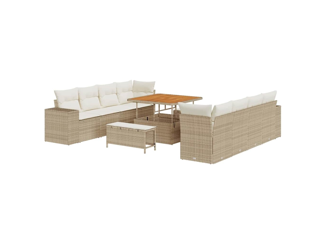 Maison Exclusive - Juego de sofás de jardín de mimbre beige y crema de 11 piezas