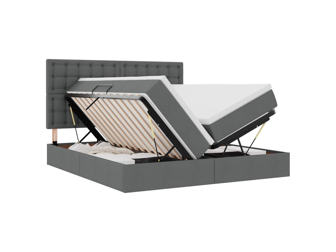 Maison Exclusive - Cama De Almacenamiento Led Con Colchón Gris Oscuro 180 X 200 Cm