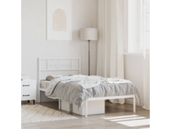 Estructura Cama Sin Colchón Con Cabecero Metal Blanco 80x200 Cm