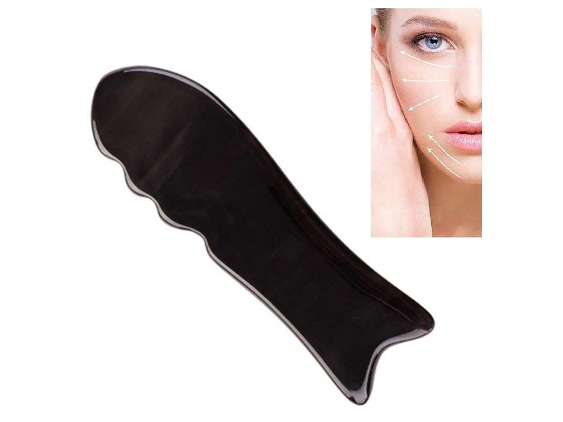 Herramienta Gua Sha portátil de cuerno de buey, Gua Sha de piedra Bian para promover la circulación sanguínea y reducir las arrugas.