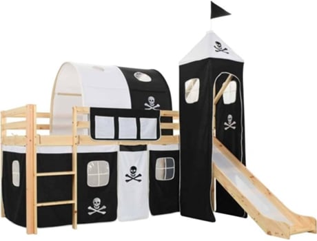 vidaXL Estructura de cama infantil con tobogán y escalera pino 97x208 cm