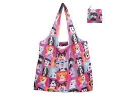 Bolsa de la compra plegable y ecológica, bolsa de la compra impermeable, bolsa reutilizable e impermeable, plegada y guardada en una bolsa adjunta.