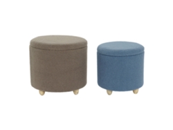 Juego de 2 reposapiés de madera y poliéster ALEXANDRA HOUSE LIVING (50x50x45cm)