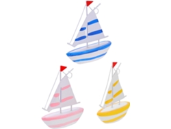 Modelo Decorativo De Velero, 3 Piezas Coloridas, Escritorio, Resina Resistente, Modelo