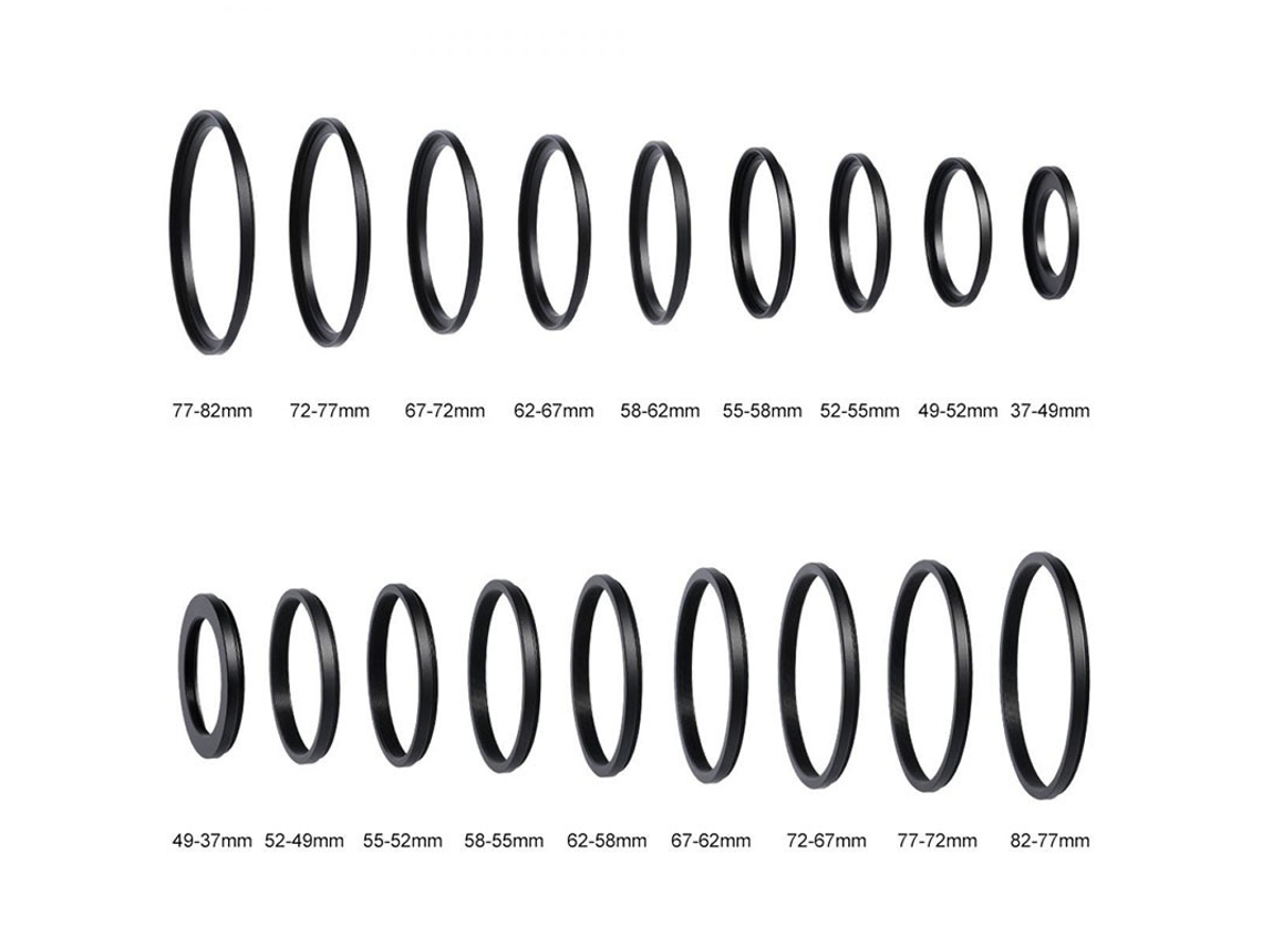 Kit De Adaptadores De Filtro Universales Y Anillos Reductores Kf De 18 Piezas