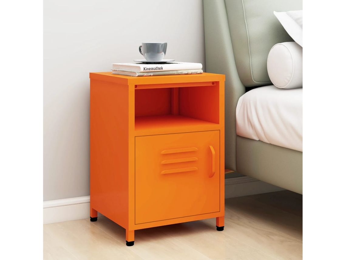 Mesita de noche 35x35x51 cm acero naranja DKD HOME DECOR