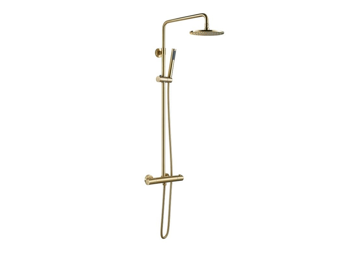 Columna De Ducha Termostática De Latón Dorado Cepillado, Colección Scamandre - Sc418