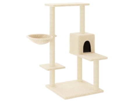 Rascador para gatos con postes de sisal color crema VIDAXL (95 cm)