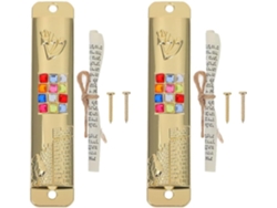 Juegos Mezuzá Decorativos Elegante Adorno Puerta Juego 2 Aleación Pergamino Kosher Decoración Espiritual Pared