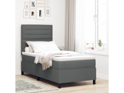 Cama Box Spring Con Colchón Gris Oscuro Individual Tela