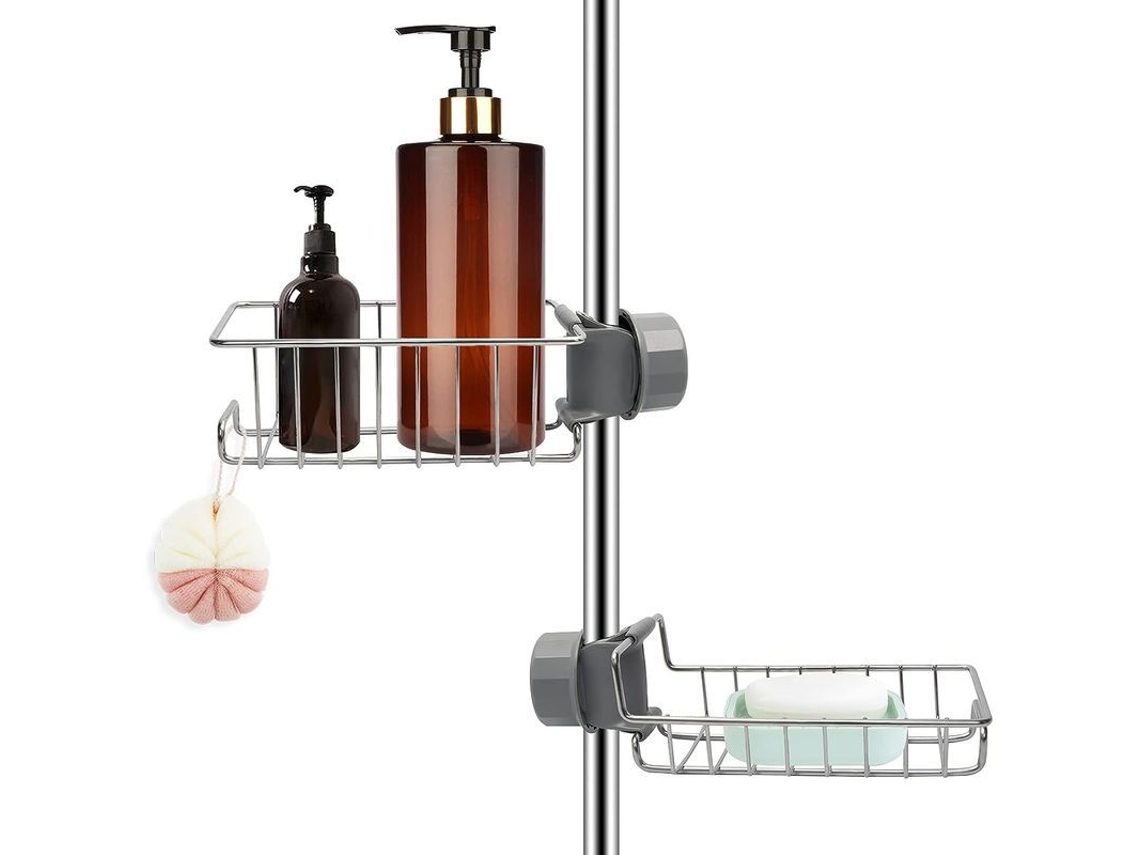 2026-repisas De Baño Y Cocina De Acero Inoxidable, Organizador Sin Taladrar Para Barras De Ducha 18-27mm, Porta Champú Y Jabón