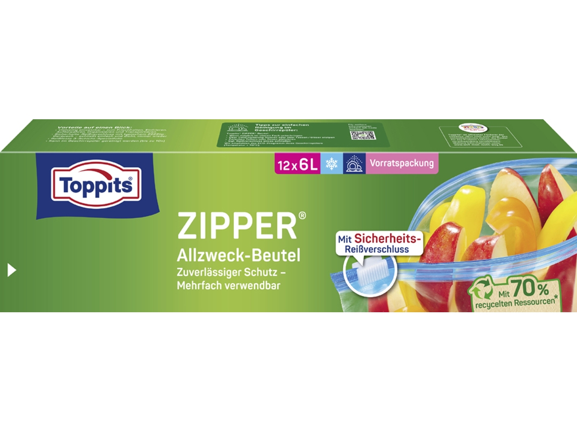 Bolsa Multifuncional TOPPITS con Cierre 12 X 6 Litros Transparente