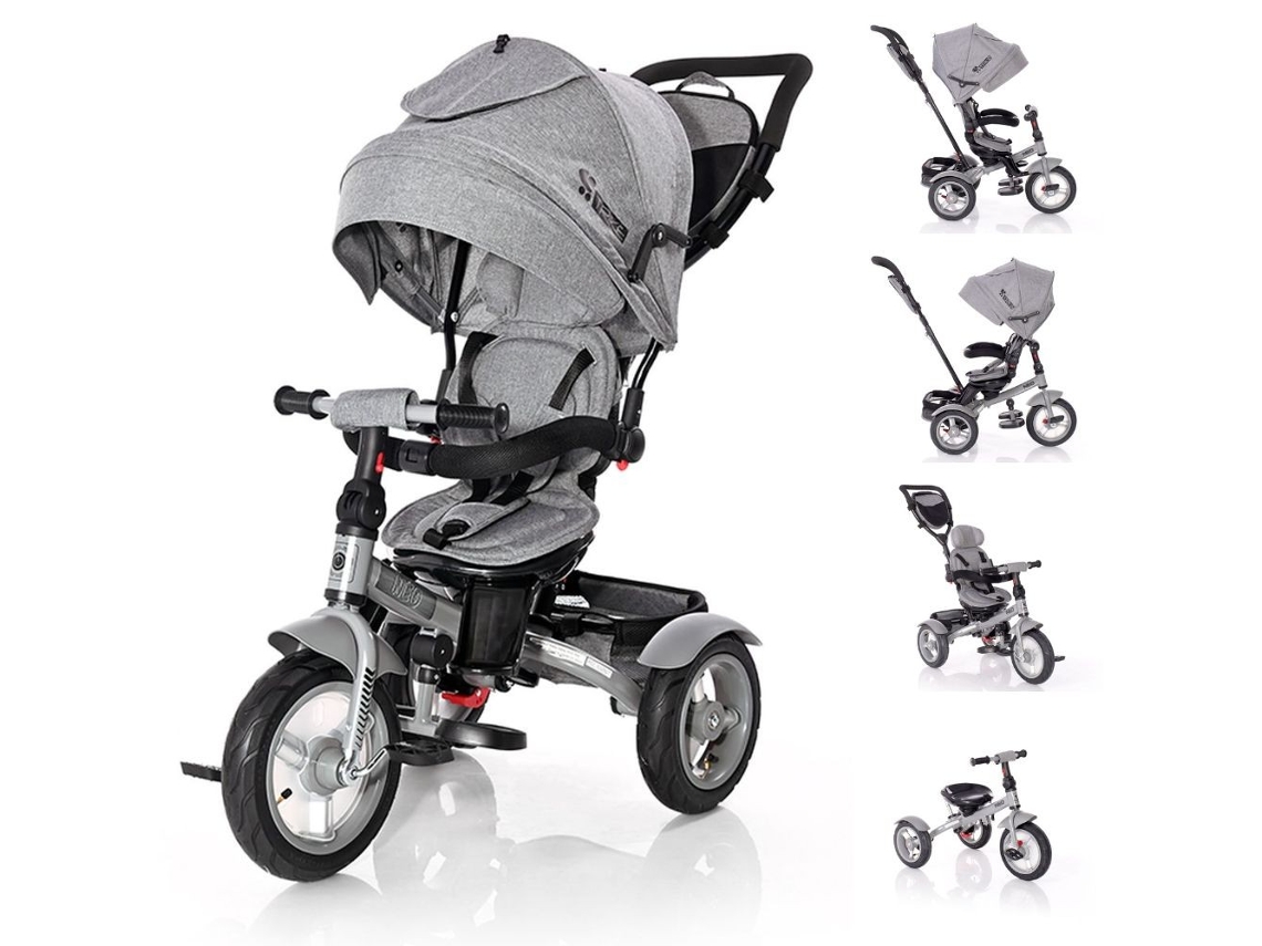 Triciclo Evolutivo Con Capota Y Asiento Reversible Neo Air De Lorelli - Grey Luxe