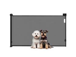 Barrera Retráctil Para Perros De 0 A 140 Cm, Con Cerradura Para Puertas Y Escaleras, Color Negro.