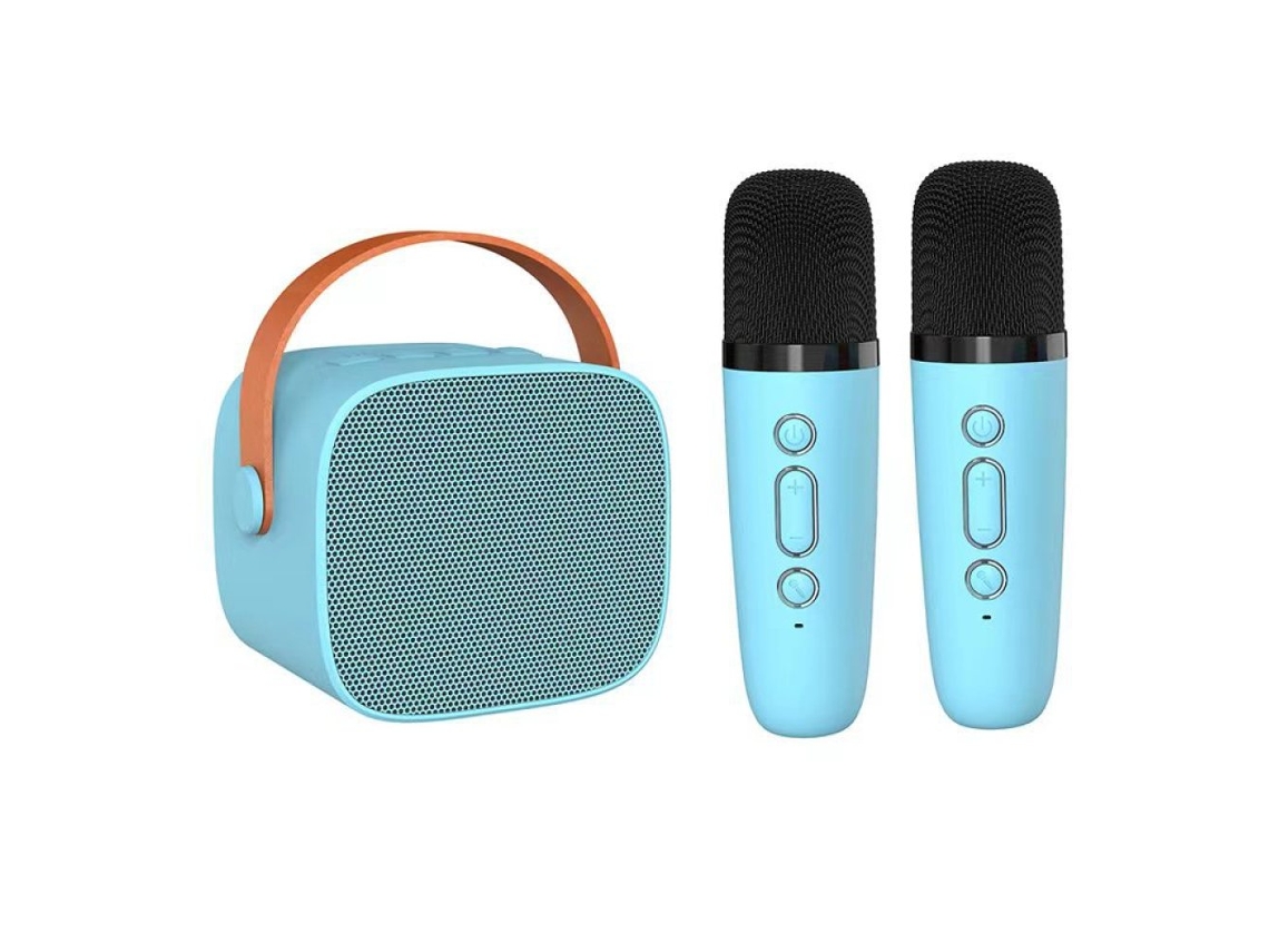 Máquina de karaoke portátil SSTRWGOOD para niños con 2 micrófonos inalámbricos en azul cielo