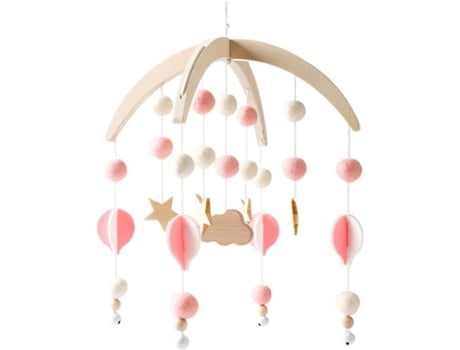 Móvil Bebé Campanas De Viento Bolas De Fieltro Luna Estrellas Móvil Globo De Aire Caliente Bebé Niños Niñas Cama Colgante Colgante Para Cuna Cama D...