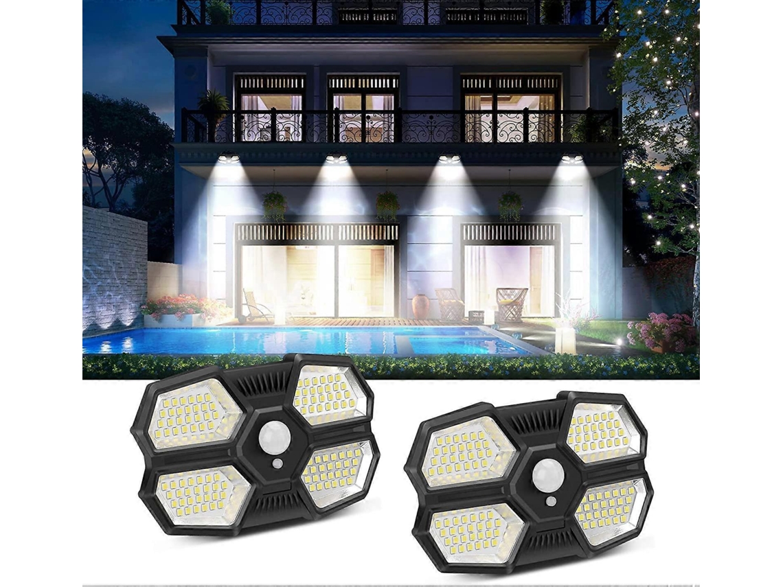 Rebe-luz Solar Exterior Con Sensor De Movimiento 108 Led, 3 Modos Ip65 Impermeable Para Garaje Jardín Cerca - Pack De 2