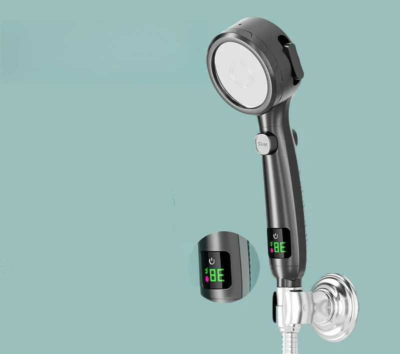 Chuveiro Inteligente Visor Digital LED Economia de Água Aumento de Pressão MDUG (preto)
