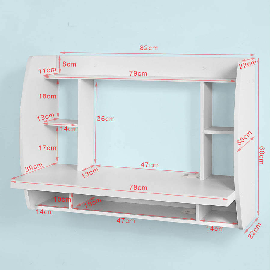 Sobuy Mesa De ordenador armario pared escritorio la computadora tabla blanco fwt18w con estantería aglomerado 82x60x39