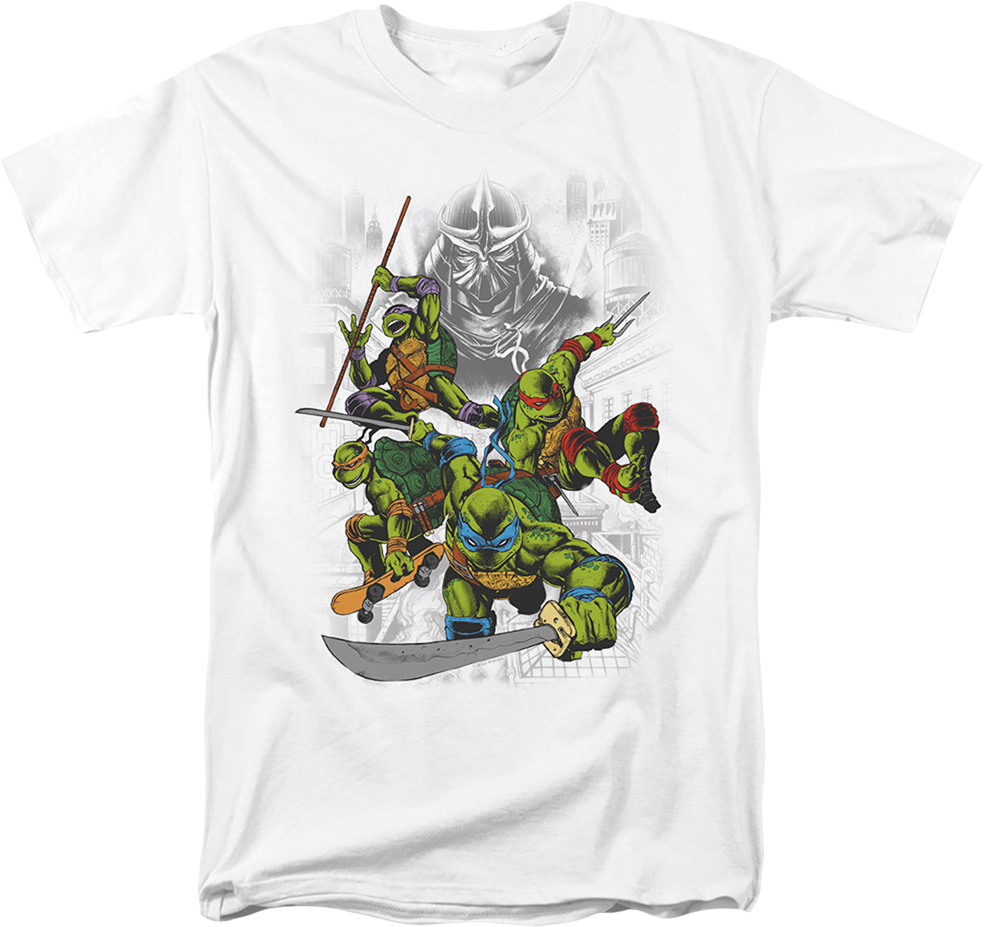Camisetas Unisex DEEPSTONE Vintage Shredder and Teenage Mutant Ninja Turtles Blanco (XXXL)