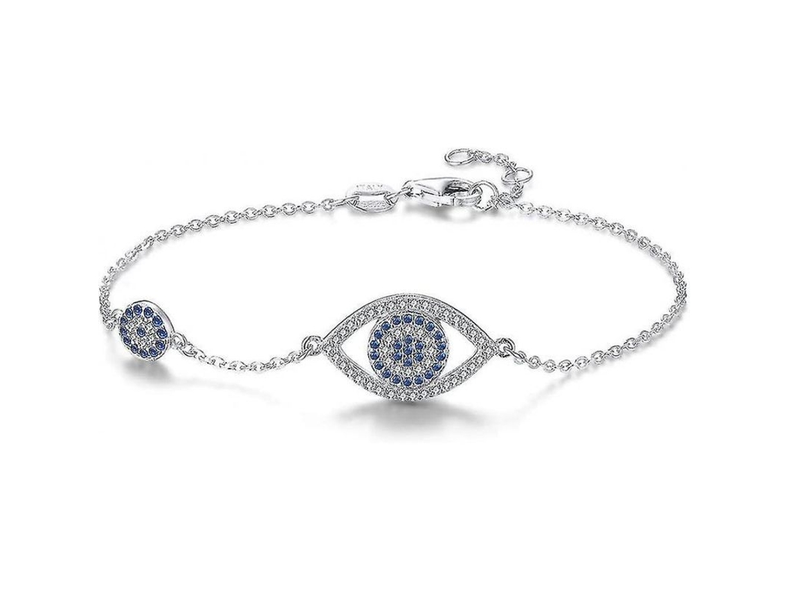 Pulsera De Ojo Malo Azul En Plata 925 Zirkonia Ajustable Protección Y Fortuna