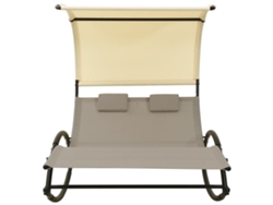 Maison Exclusive - Tumbona Doble Con Toldo Textilene Color Gris Taupe Y Crema