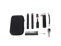 Kit de herramientas para bicicleta con llave inglesa y herramienta para neumáticos.