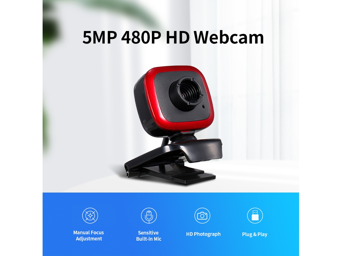 Cámara Web Usb 480p 5mp Con Micrófono Para Portátil, Computadora De Escritorio 30fps Plata