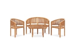 Conjunto de jardín de 4 piezas en forma de plátano, teca maciza, DKD Home Decor
