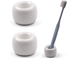 Agarraderas de cerámica para cepillos de dientes dobles, pequeñas, blancas, 2 unidades, higiénicas, para baño y mesa.