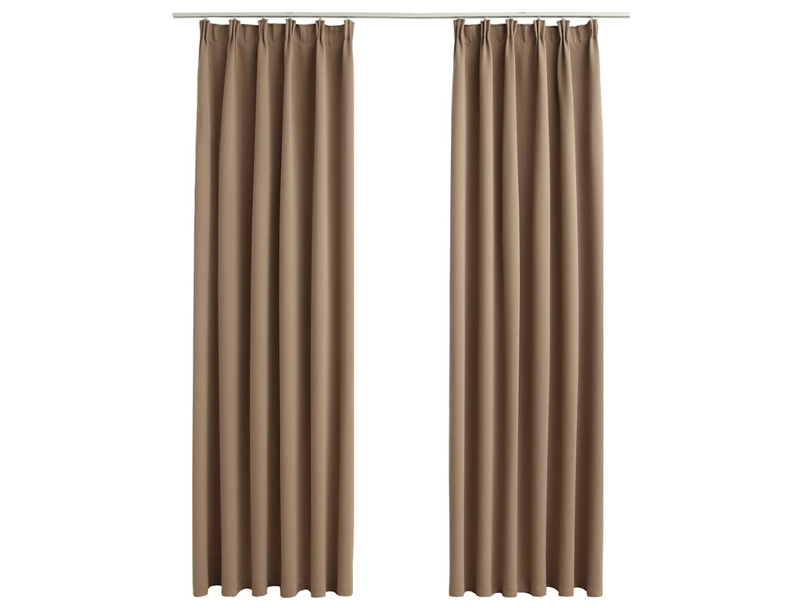 Maison Exclusive - Cortinas Opacas Con Ganchos 2 Piezas Gris Topo 140x245 Cm