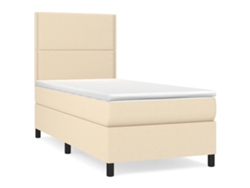 Maison Exclusive - Cama Box Spring Con Colchón Tela Color Crema 100x200 Cm