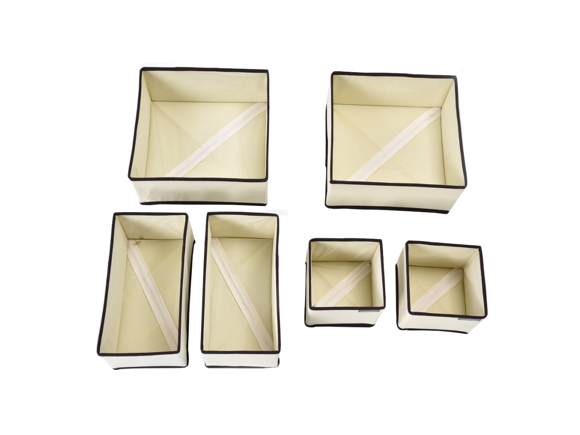 KOFIHETY Caja de Almacenamiento para Ropa Interior 6 Unidades, Organizador de Armario para Sostenes Calcetines Corbatas Beige