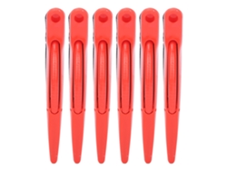 2026 - 6 pinzas para el cabello para peinar, pinza de pico de pato para separar mechones y teñir el cabello (rojo)