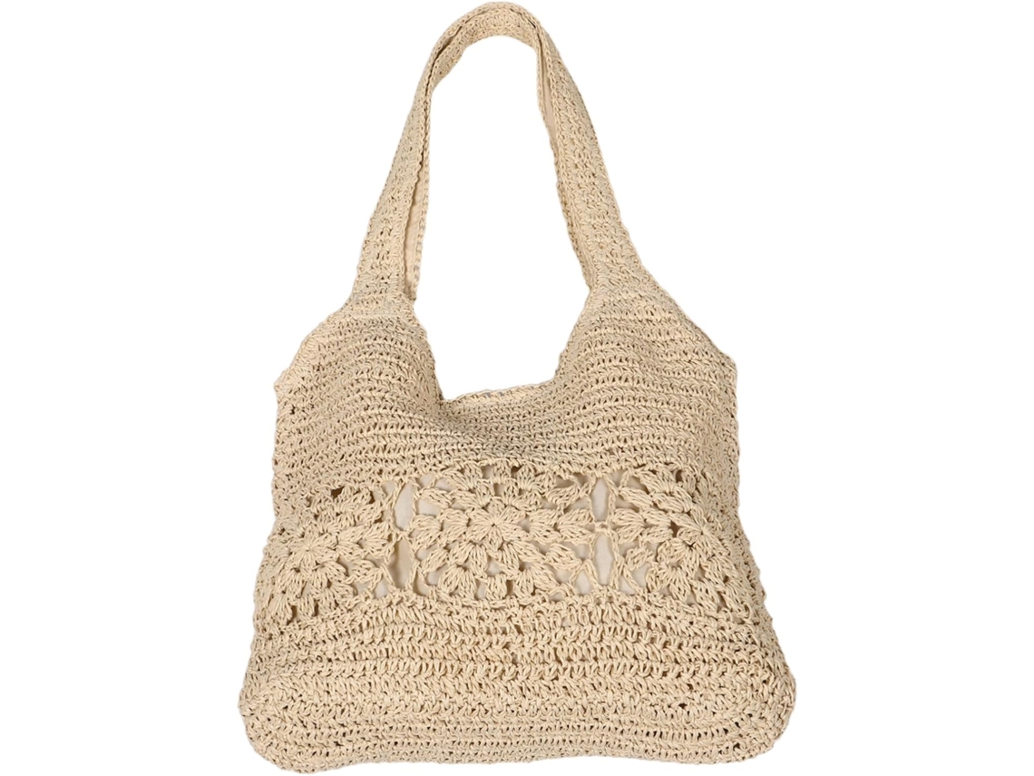 Bolso Tote Para Mujer, De Paja Tejida A Mano, Con Correa Para El Hombro, Ideal Para La Playa, Perfecto Para Salidas De Verano Y Picnics.