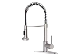 (plata) Grifo Para Fregadero De Cocina De Acero Inoxidable Con Caño Con Resorte, Rotación De 360 Grados, Uso Dual De Agua Fría Y Caliente.