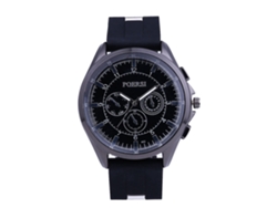 Reloj De Pulsera Cuarzo Para Hombre De Moda Con Correa De Silicona Tres Ojos Negro