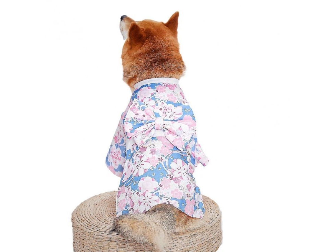 Kimono para mascotas estilo japonés 2026 con lazo, malla de dos patas, disfraz de fiesta para gatos y gatitos, Hvf 1 Azul