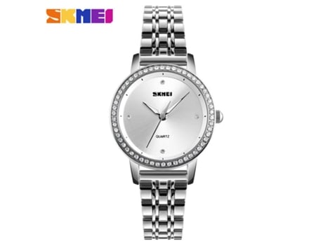 Relojes de diamantes para mujer Relojes de pulsera analógicos de cuarzo y acero inoxidable resistentes al agua, plateados LUUCOZK