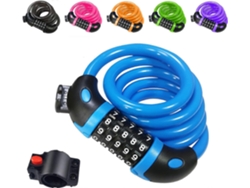 Omni-candado De Cable Para Bicicleta 120cm X 12mm, Código Inteligente De 5 Dígitos, Resistente E Multifuncional Azul