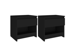 Mesitas de Noche LOVELY HOME Mesinha 2 Pcs 40X30X39 Cm Contraplacado Preto