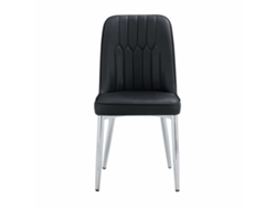 Sillas De Comedor (2 Unidades) - Diseño Moderno Y Minimalista, Asiento Ancho, Respaldo Y Patas Metálicas Plateadas - Negro Y Plateado