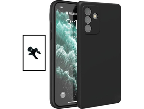 Kit Soporte Magnético Reforzado de Coche + Carcasa Silicona Líquido para Samsung Galaxy M23 5G PHONECARE Negro