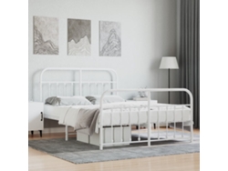 Estructura Cama Sin Colchón Con Estribo Metal Blanco 140x190 Cm