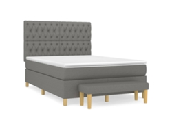 Maison Exclusive - Cama Box Spring Con Colchón Tela Gris Oscuro 140x190 Cm