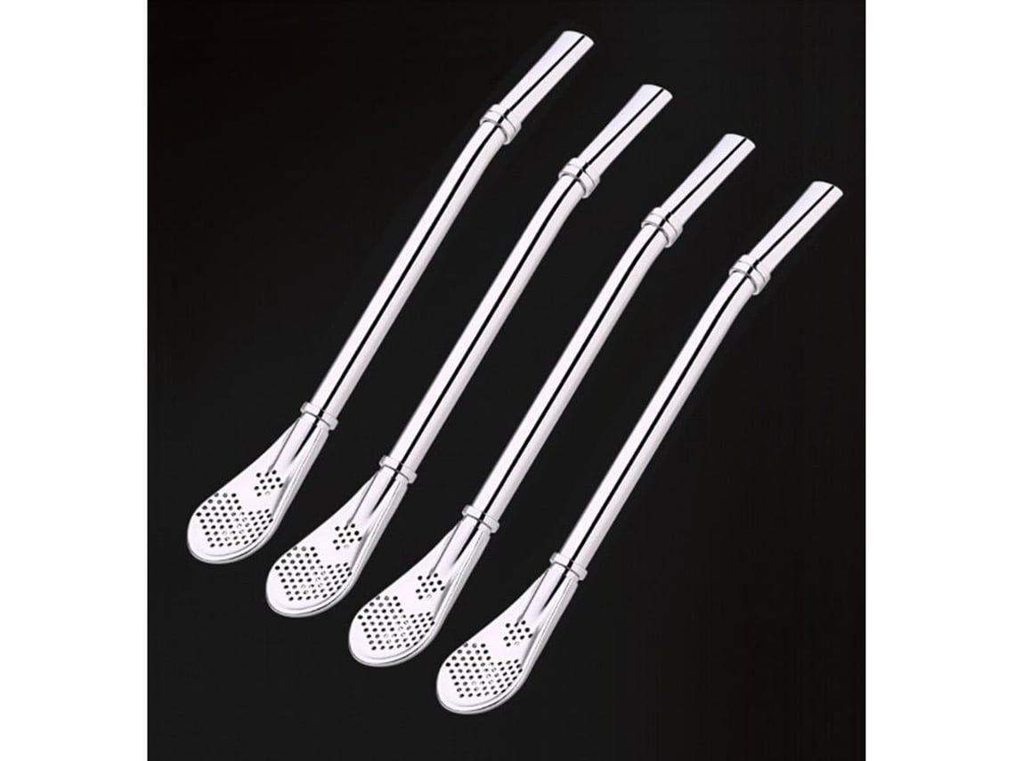 Juego de 2 piezas de acero inoxidable Rebe-Coucharas con forma de corazón para café, té helado y postres, con filtro y pajita.