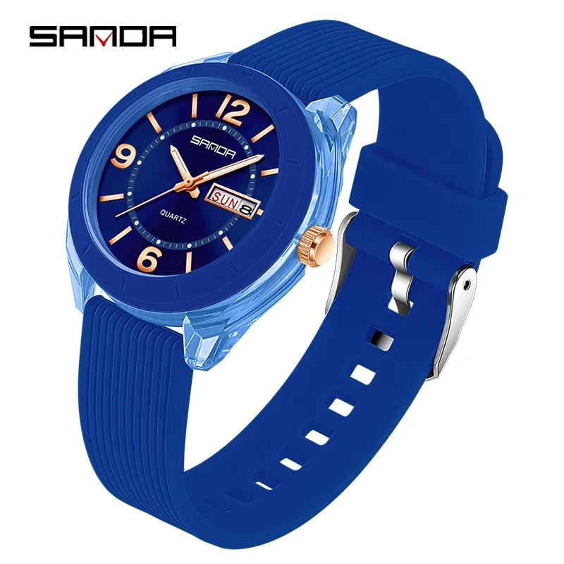 Reloj De Cuarzo Para Mujer (azul Oscuro), Resistente Al Agua, Con Indicador Automático De Fecha Y Día.