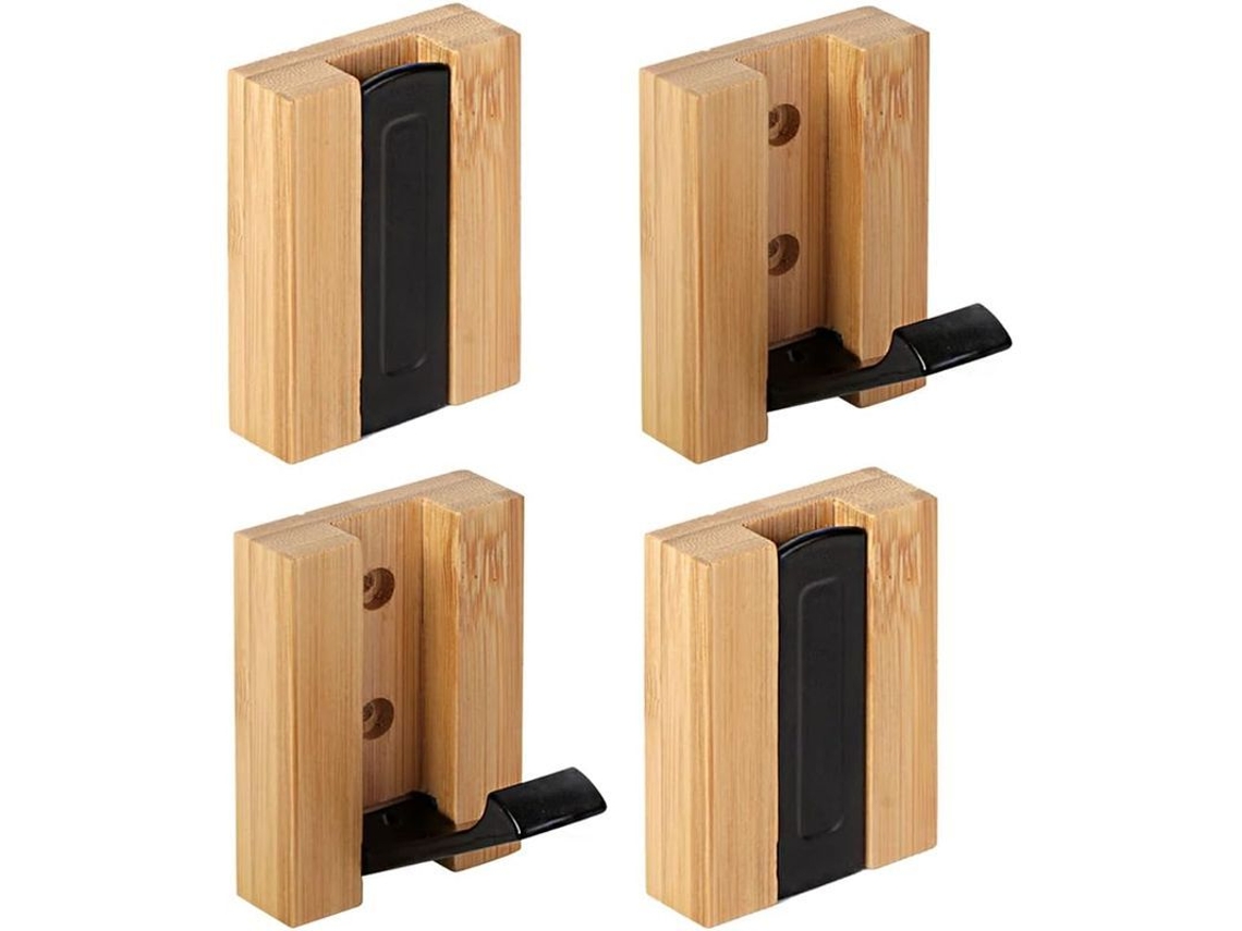 Ganchos De Pared, 4 Unidades, Gancho Retráctil De Bambú Con Adhesivo 3m Para Colgar Bufandas.