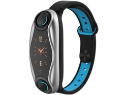 Pulsera y auriculares inalámbricos Bluetooth T90 2 en 1, con control de la presión arterial, ritmo cardíaco y música, color azul Yizhood